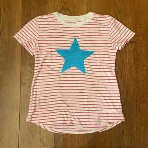 Pink and white Striped Shirt with Blue and silver sequin STAR ⭐️ size 10…